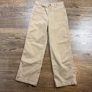 Kuhl Kontour Pants Womens 6 Beige Twill Wide Leg Pockets Casual Workwear Utility